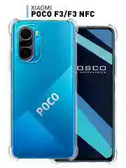 Прозрачный противоударный чехол для Xiaomi Poco F3 силиконовый ROSCO с усиленными углами, прозрачный