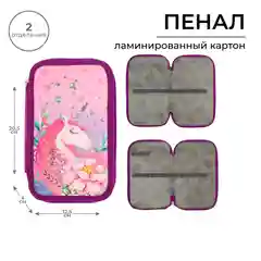 Аметистовый пенал школьный,2 отделения