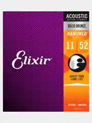 Струны для акустической гитары Elixir 11027 80-20 Bronze Nanoweb Custom Light 11-52