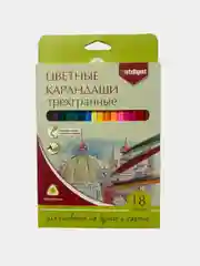 Цветные карандаши, набор 18 цветов, трехгранный корпус