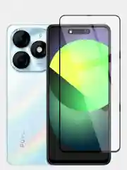 Прозрачный стекло для Itel P55, Itel P55 Plus защитное BROSCORP с олеофобным покрытием, черной рамкой