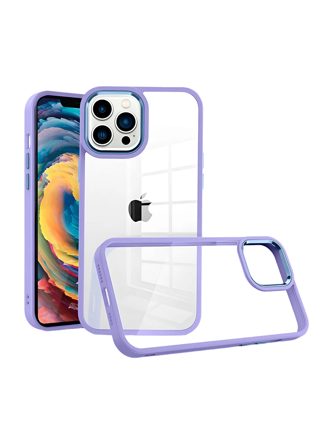 Сиреневый чехол Айфон, iPhone 15, 14, 13, 11, Про Макс прозрачный