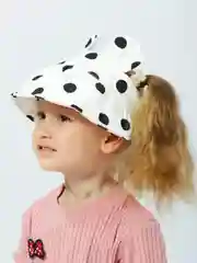 Белый панамка козырек для девочки мальчика на лето, белая, черная в горошек с ушками, на липучке