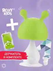 Зеленый прорезыватель для зубов Грибочек с держателем, в футляре от ROXY-KIDS