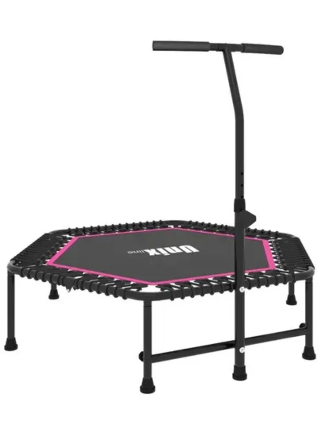 Розовый батут спортивный с ручкой Unix Line Fitness, диаметр 130 см