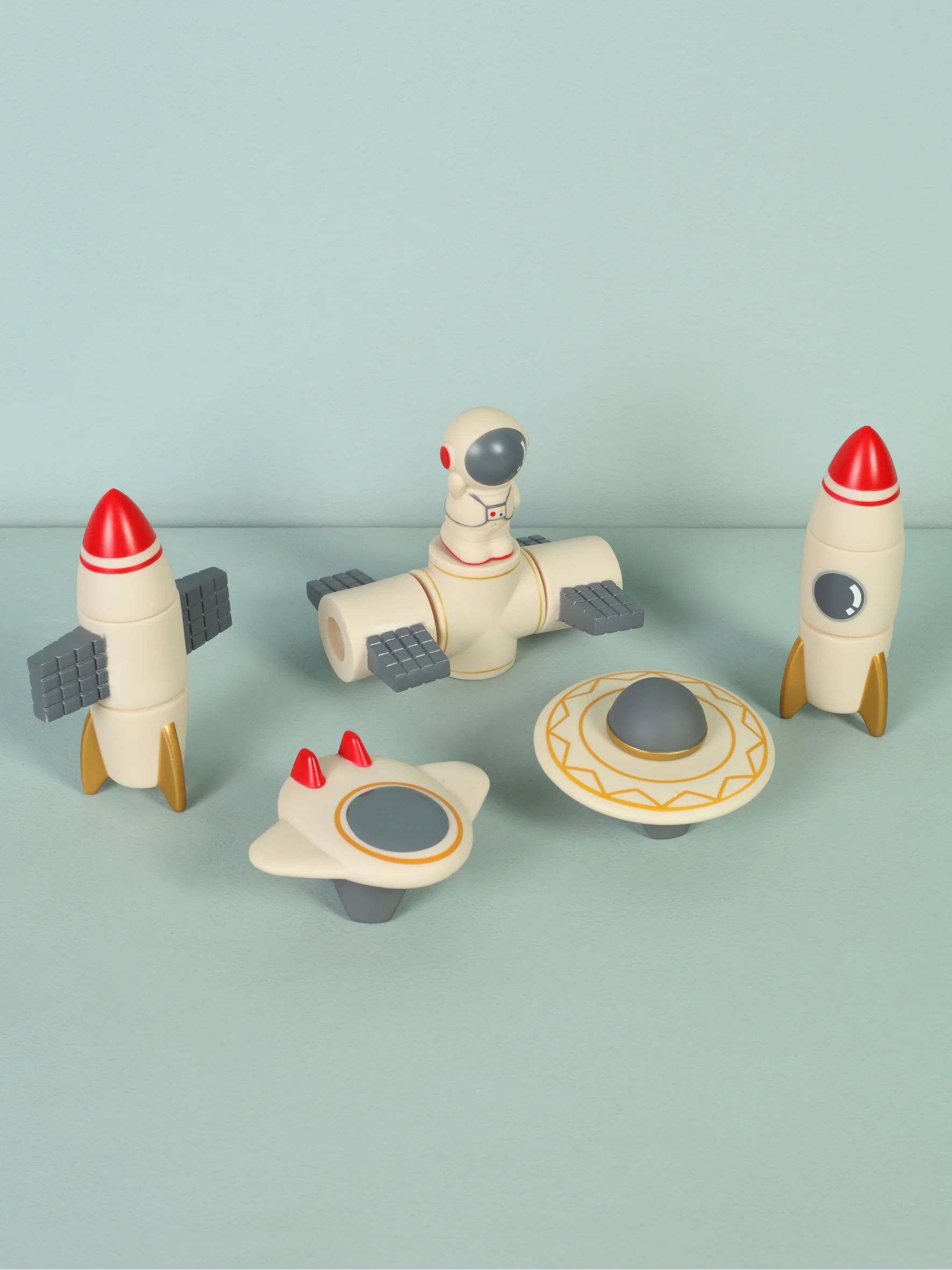 Бежевый набор силиконовых игрушек RANT "SPACESHIP" О-006 beige