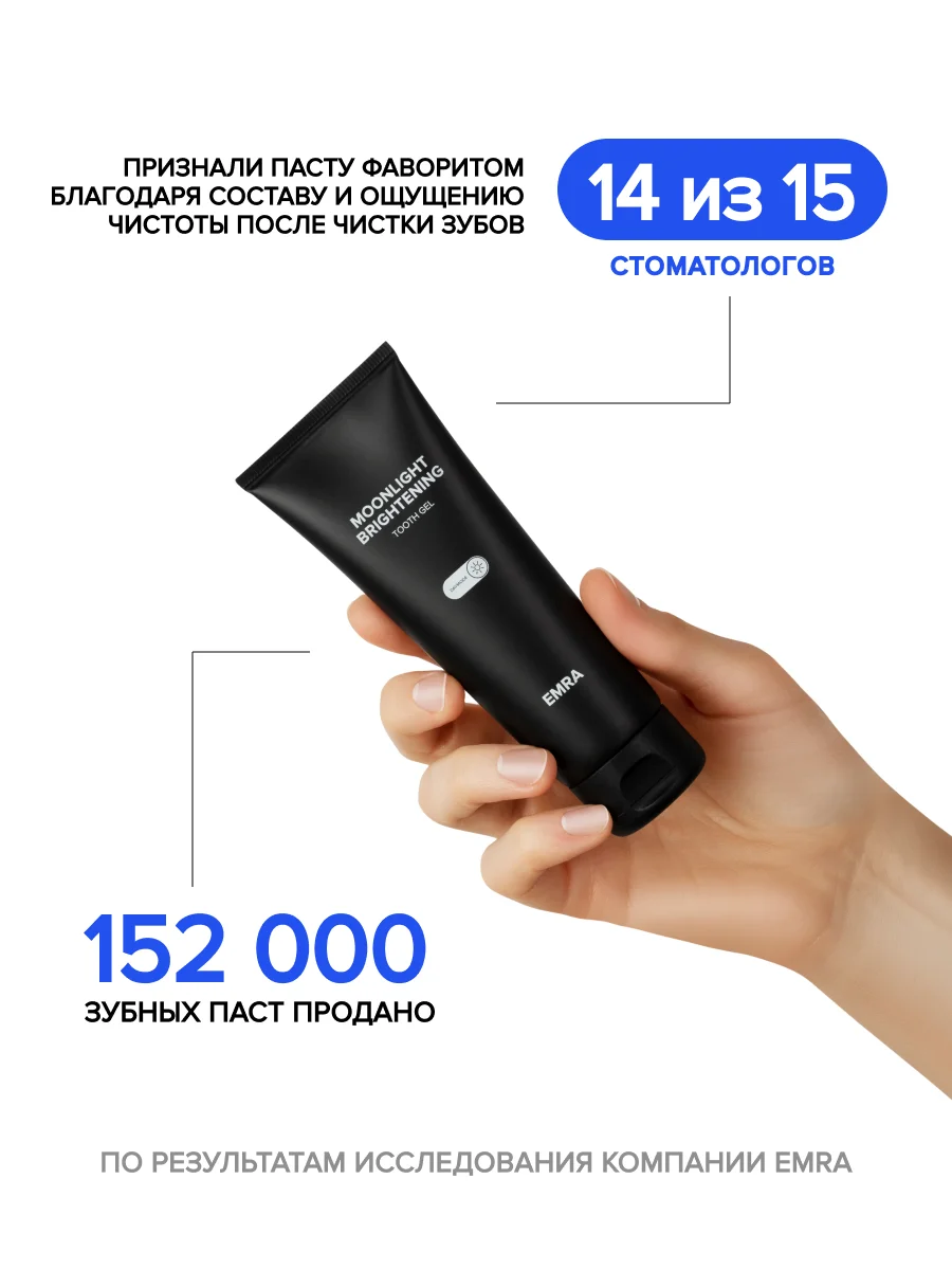 Укрепляющая зубная гель-паста Moonlight Brightening от EMRA, 90 ml