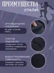 Черный стельки для обуви и кроссовок анатомические мягкие для комфортной ходьбы и бега