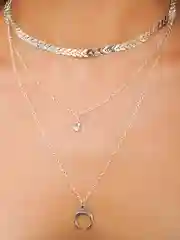 Серебряный многослойная цепочка на шею с луной