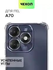 Чехол для Itel A70 противоударный BROSCORP прозрачный с защитой камер и усиленными углами