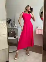 Фуксия женское платье с открытой спиной