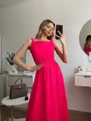 Фуксия женское платье с открытой спиной
