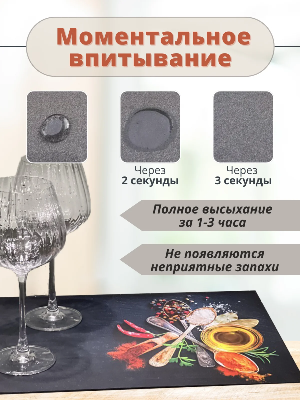 Синий коврик для сушки посуды