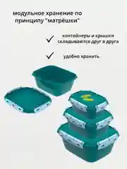 Контейнеры герметичные для еды с защелками набор 3 размера (0,8 л 1,5 л 2,5 л)
