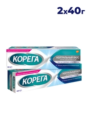 Крем для фиксации съемных зубных протезов Корега Нейтральный Вкус до 12 часов, 40 г, 2 шт