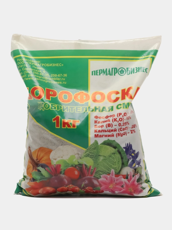 Удобрение БОРОФОСКА 1 кг(кальций 20%,фосфор 10%,калий 16%) ПермАгроБизнес