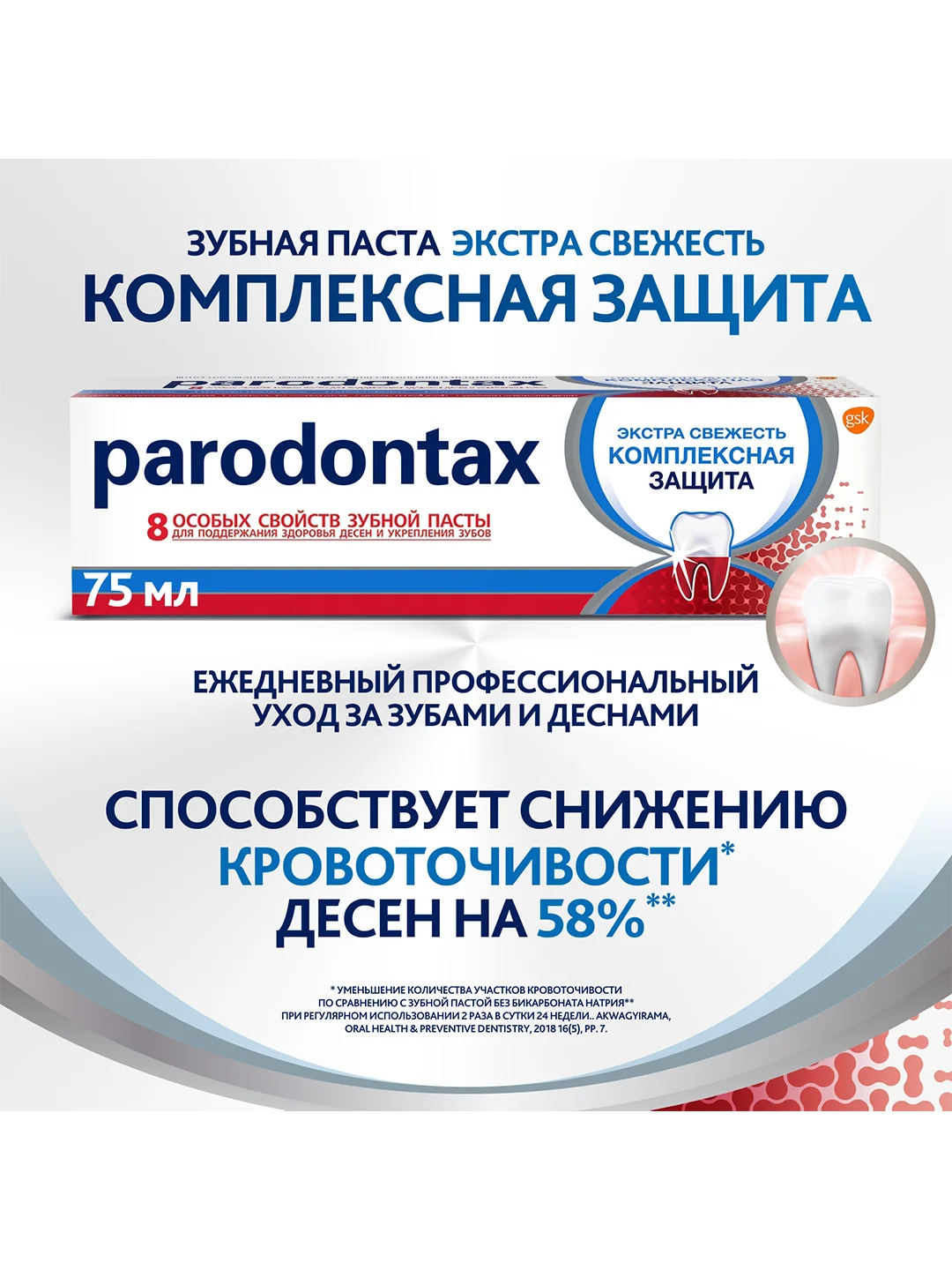 Зубная паста parodontax Комплексная Защита от воспаления и кровоточивости, 75 мл, 2 шт