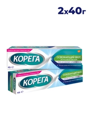 Крем для фиксации зубных протезов Корега Освежающий Вкус мятный, 40 г, 2 шт