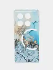 Голубой чехол на Infinix GT 20 Pro / Инфиникс GT 20 Pro прозрачный, с рисунком, защита камеры