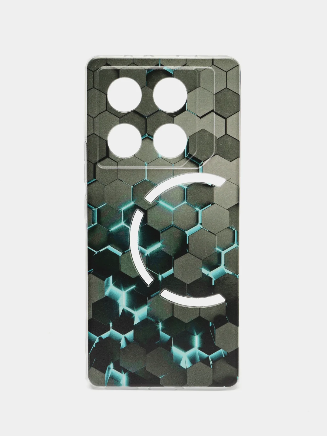 Бирюзовый чехол на Infinix GT 20 Pro / Инфиникс GT 20 Pro прозрачный, с рисунком, защита камеры