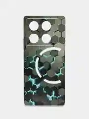 Бирюзовый чехол на Infinix GT 20 Pro / Инфиникс GT 20 Pro прозрачный, с рисунком, защита камеры