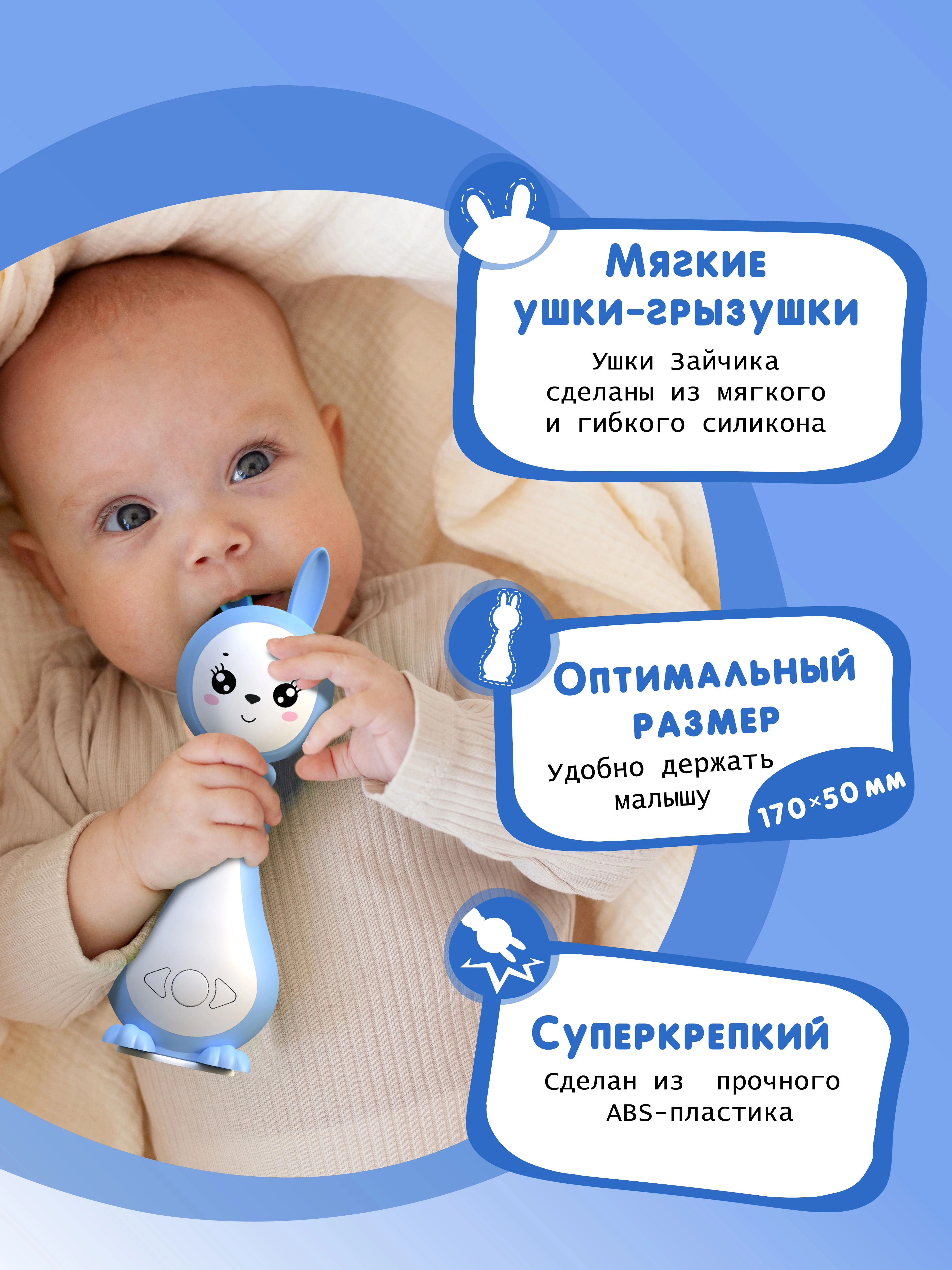 Синий интерактивная игрушка для детей Зайчик Няня Грызушка