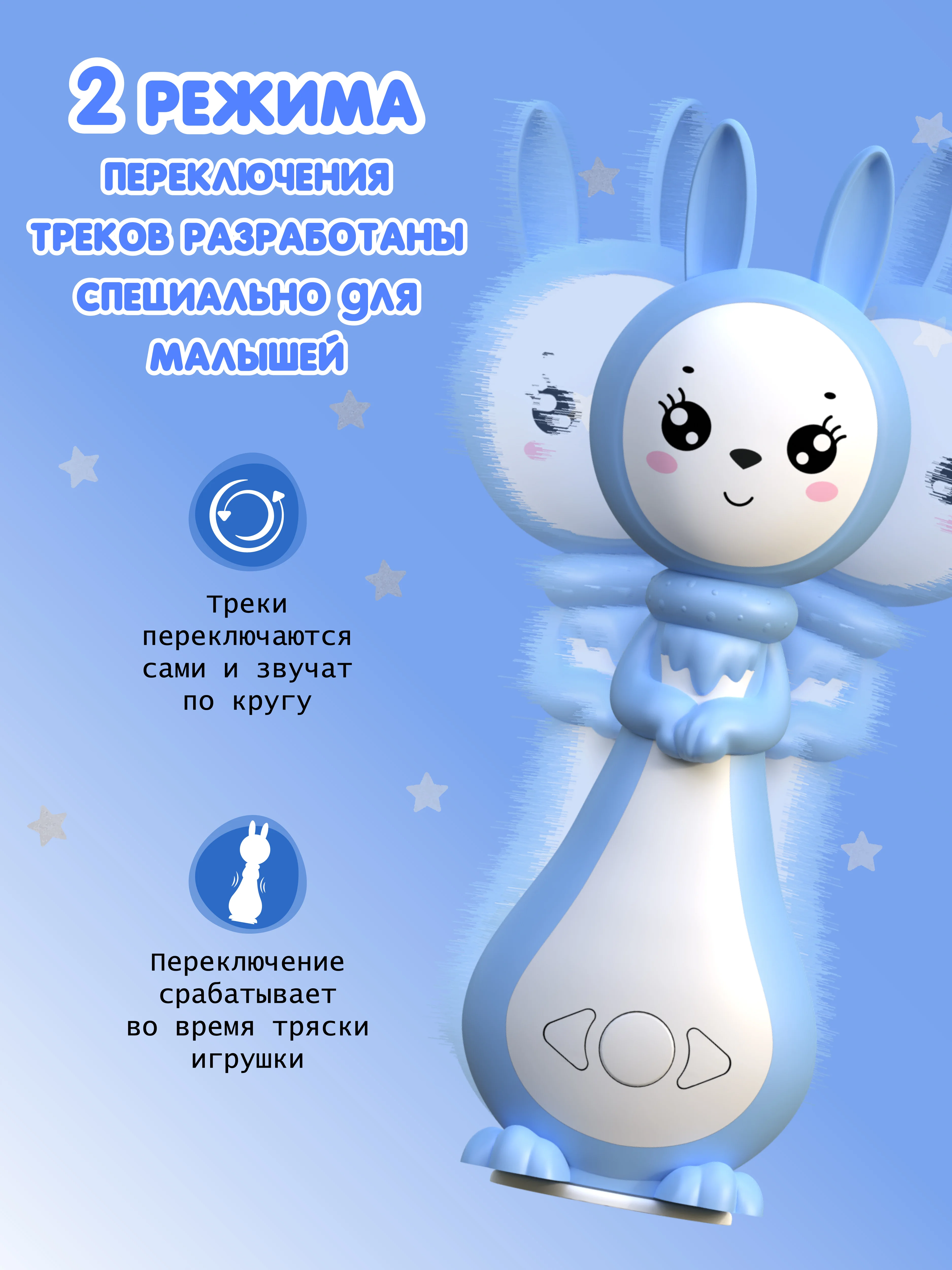 Синий интерактивная игрушка для детей Зайчик Няня Грызушка