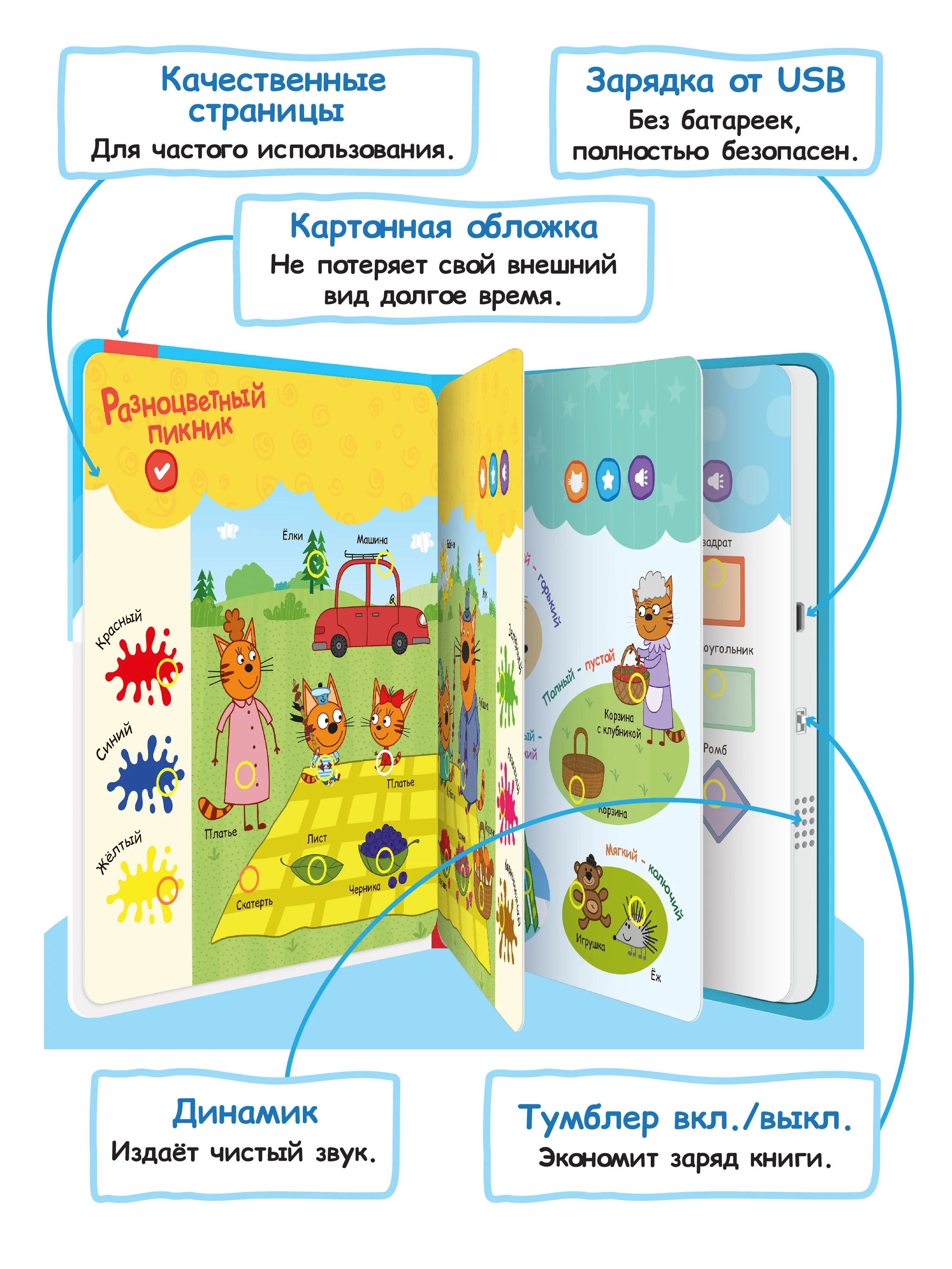 Говорящая музыкальная книга Нажималка - Три Кота