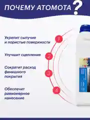 Грунтовка ATOMOTA Люксори глубокого проникновения, обеспыливающая, универсальная, 1 л