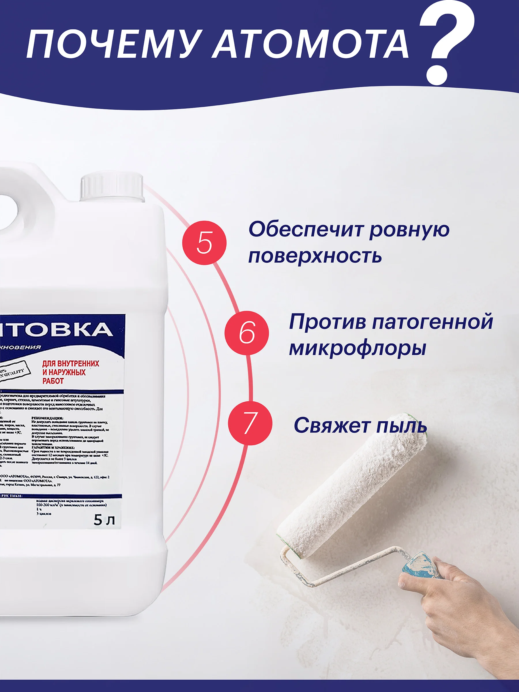 Грунтовка ATOMOTA Люксори глубокого проникновения, универсальная, 5 л