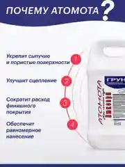 Грунтовка ATOMOTA Люксори глубокого проникновения, универсальная, 5 л