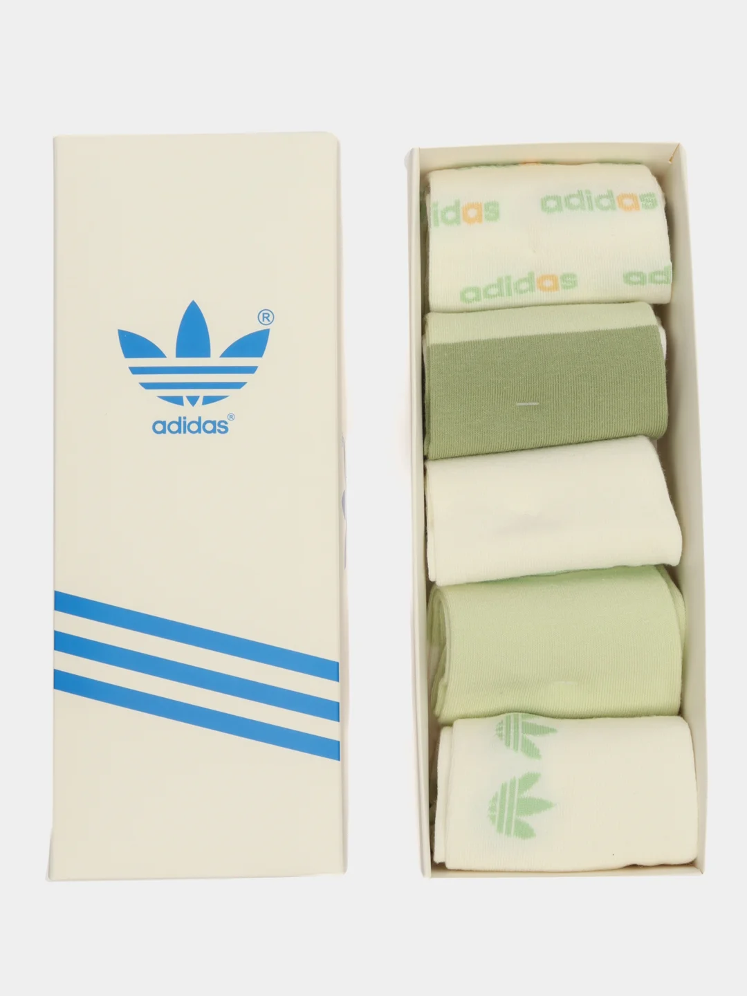 Носки Adidas 37-41 салатовые, подарочные 5 пар, в стильной коробке, набор