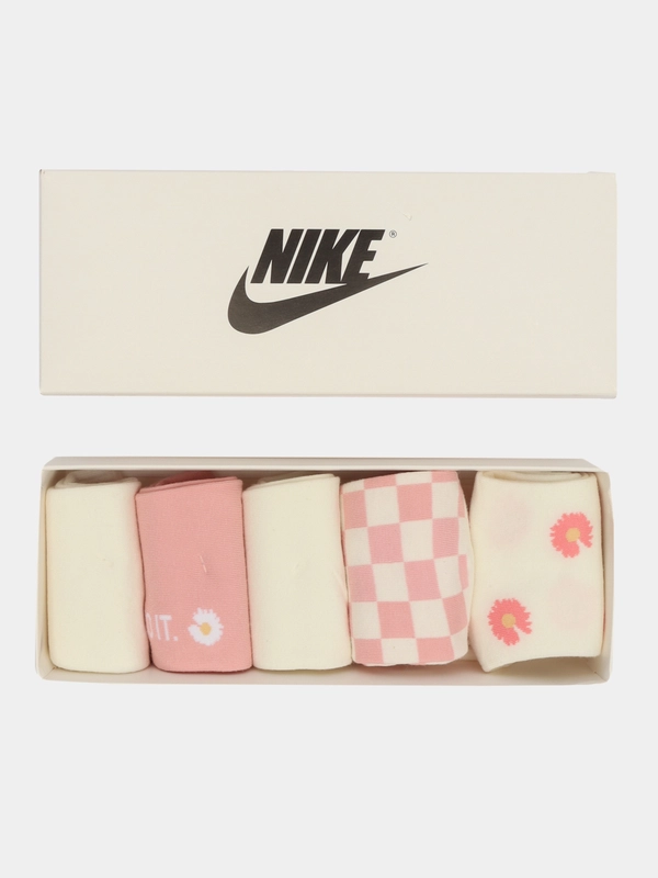 Носки Nike 37-41 розовые, подарочные 5 пар, в стильной коробке, набор