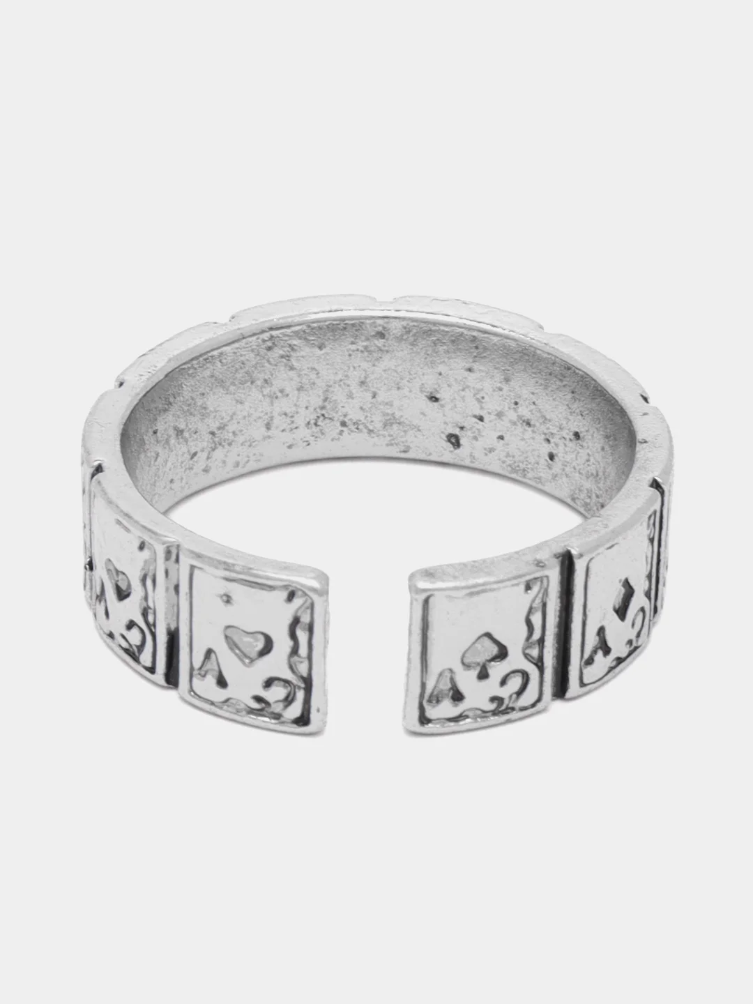 Серебряный кольцо с игральными картами и стразами