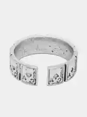 Серебряный кольцо с игральными картами и стразами
