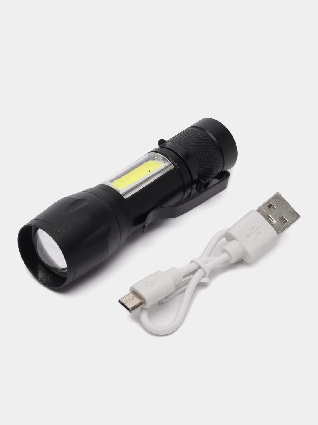Черный тактический фонарик светодиодный, охотничий фонарь xpe + cobс ZOOM эффектом и подсветкой