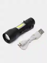 Черный тактический фонарик светодиодный, охотничий фонарь xpe + cobс ZOOM эффектом и подсветкой