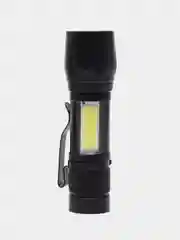 Черный тактический фонарик светодиодный, охотничий фонарь xpe + cobс ZOOM эффектом и подсветкой