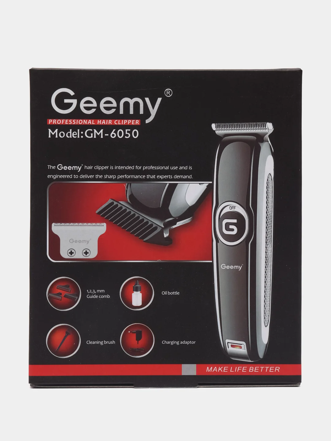 Черный машинка для стрижки Geemy 6050. Профессиональная машинка для стрижки волос триммер бритва
