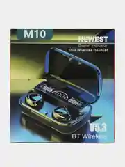 Черный беспроводные наушники M 10. Наушники беспроводные блютуз. TWS гарнитура сенсорный контроль