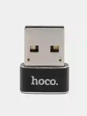 Черный usb адаптер HOCO UA6 USB на Type-C. Переходник USB to Type-c черный