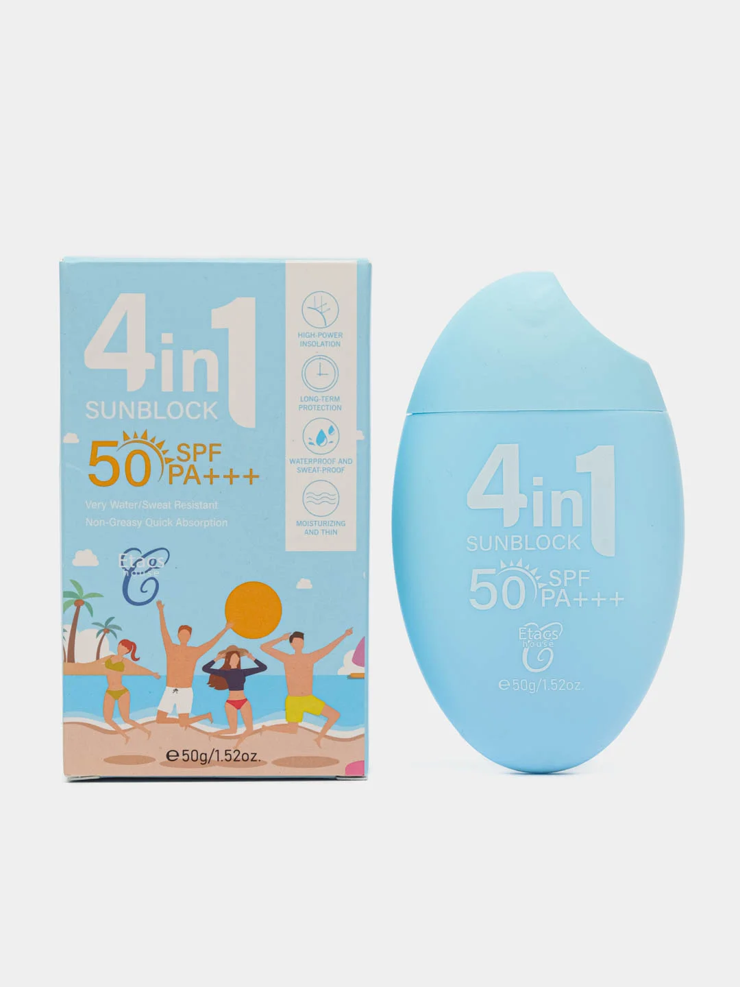 Голубой солнцезащитный крем для лица и тела, увлажняющий, 50 SPF