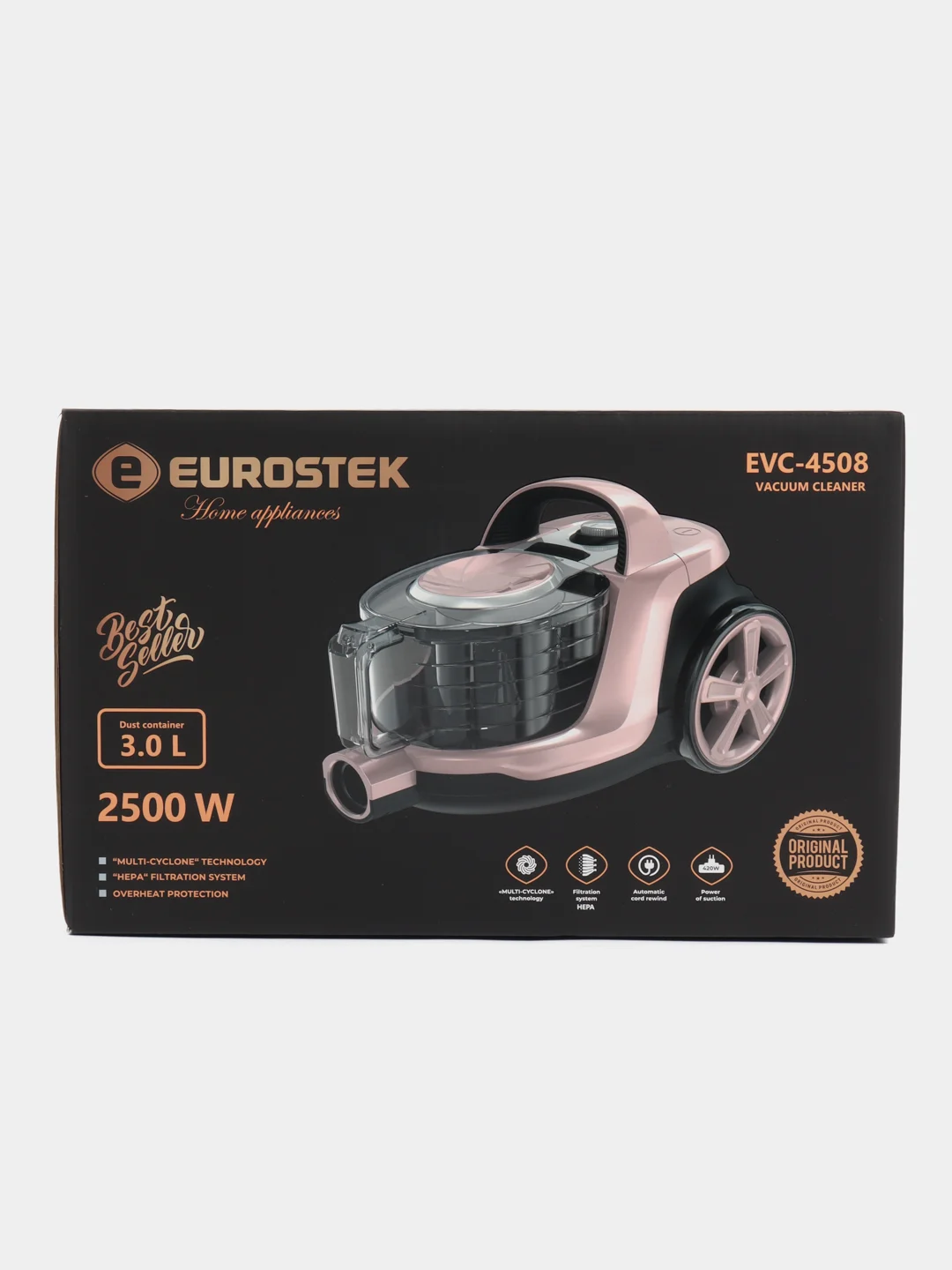 Розовый пылесос без мешка Eurostek 2800вт