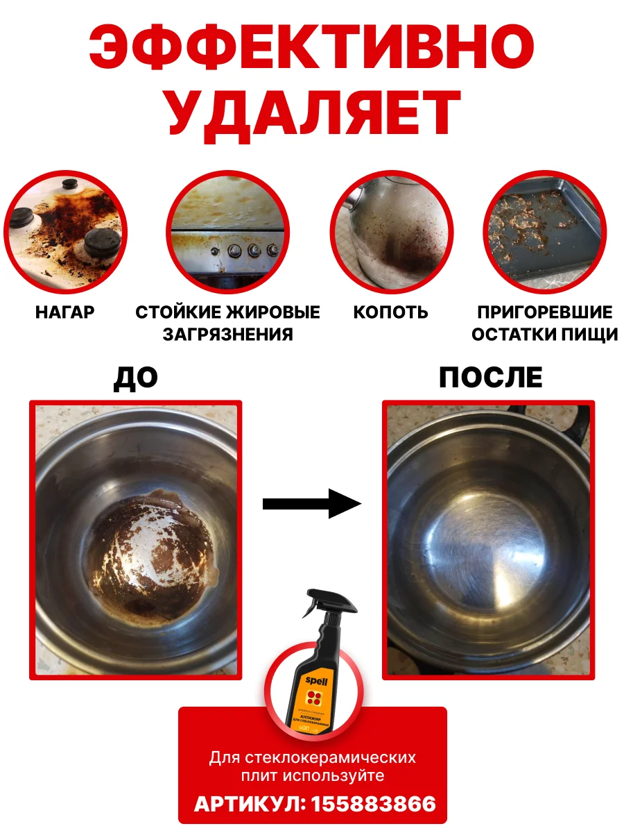 SPELL Чистящее средство для кухни Антижир, 600 мл