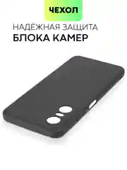 Черный чехол для Tecno Pop 6 Pro силиконовый BROSCORP матовый тонкий с бортиком- защитой камер