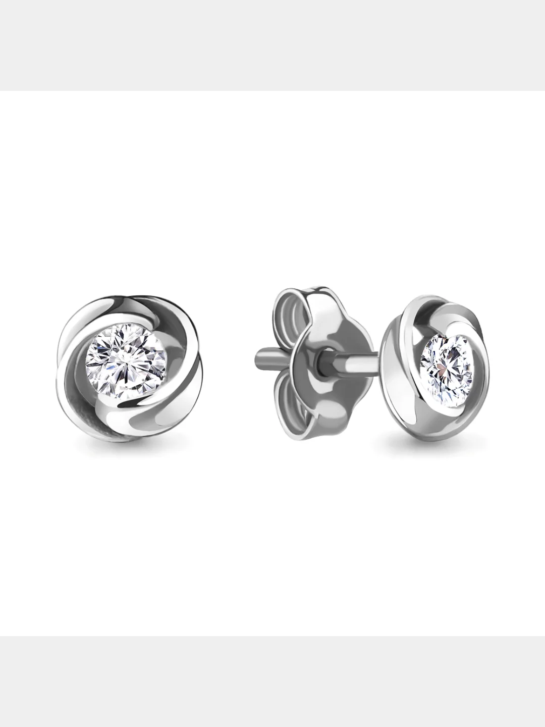 Серебряный серьги-гвоздики из серебра 925 пробы  с фианитами