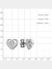 Серьги-гвоздики из серебра 925 пробы  с фианитами