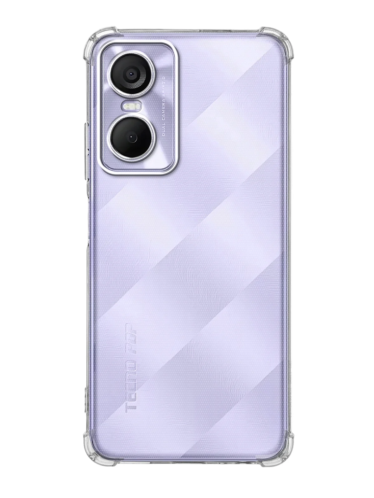 Прозрачный противоударный чехол для Tecno Pop 6 Pro силиконовый BROSCORP прозрачный, усиленные углы