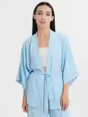 Голубой костюм женский,брючный летний кимоно оверсайз