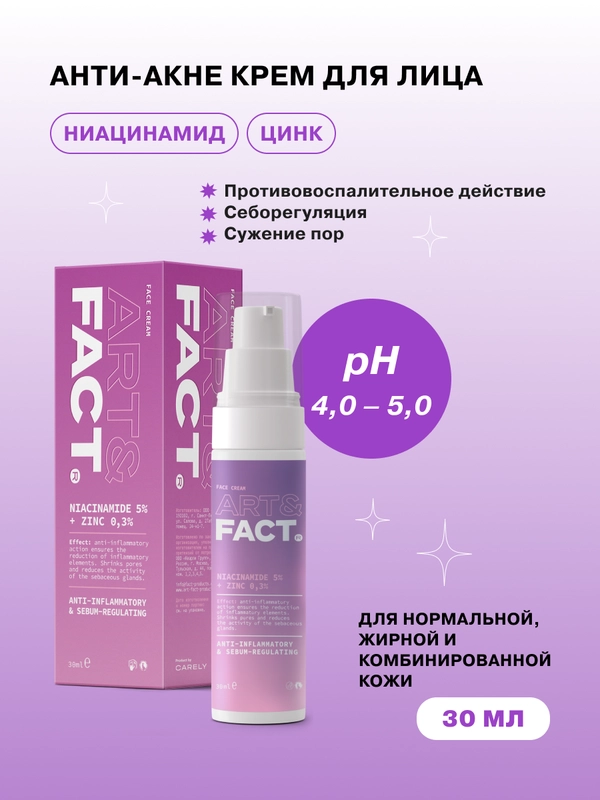 Корректирующий крем-гель антиакне для проблемной кожи с ниацинамидом и цинком ART&FACT